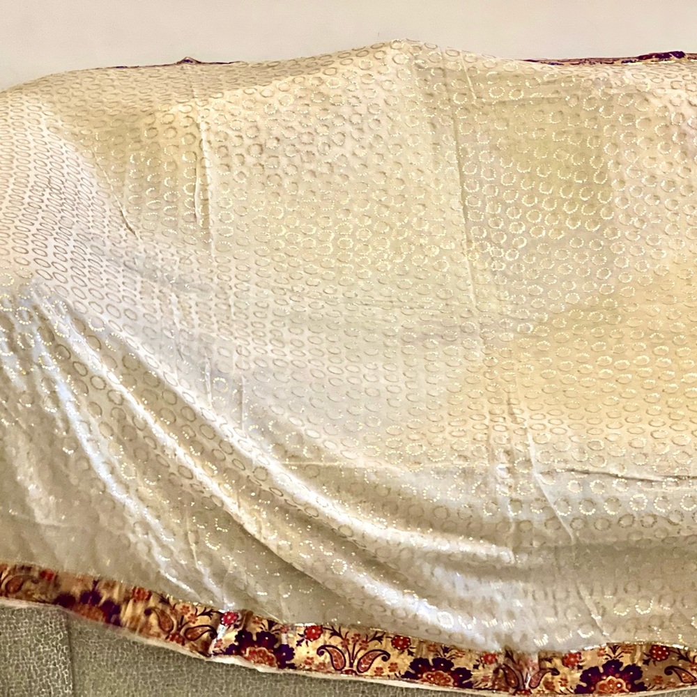 BrandNew!A pure silk Georgette hand embroidered sequins all over;Benarasi Border - Picture 12 of 17